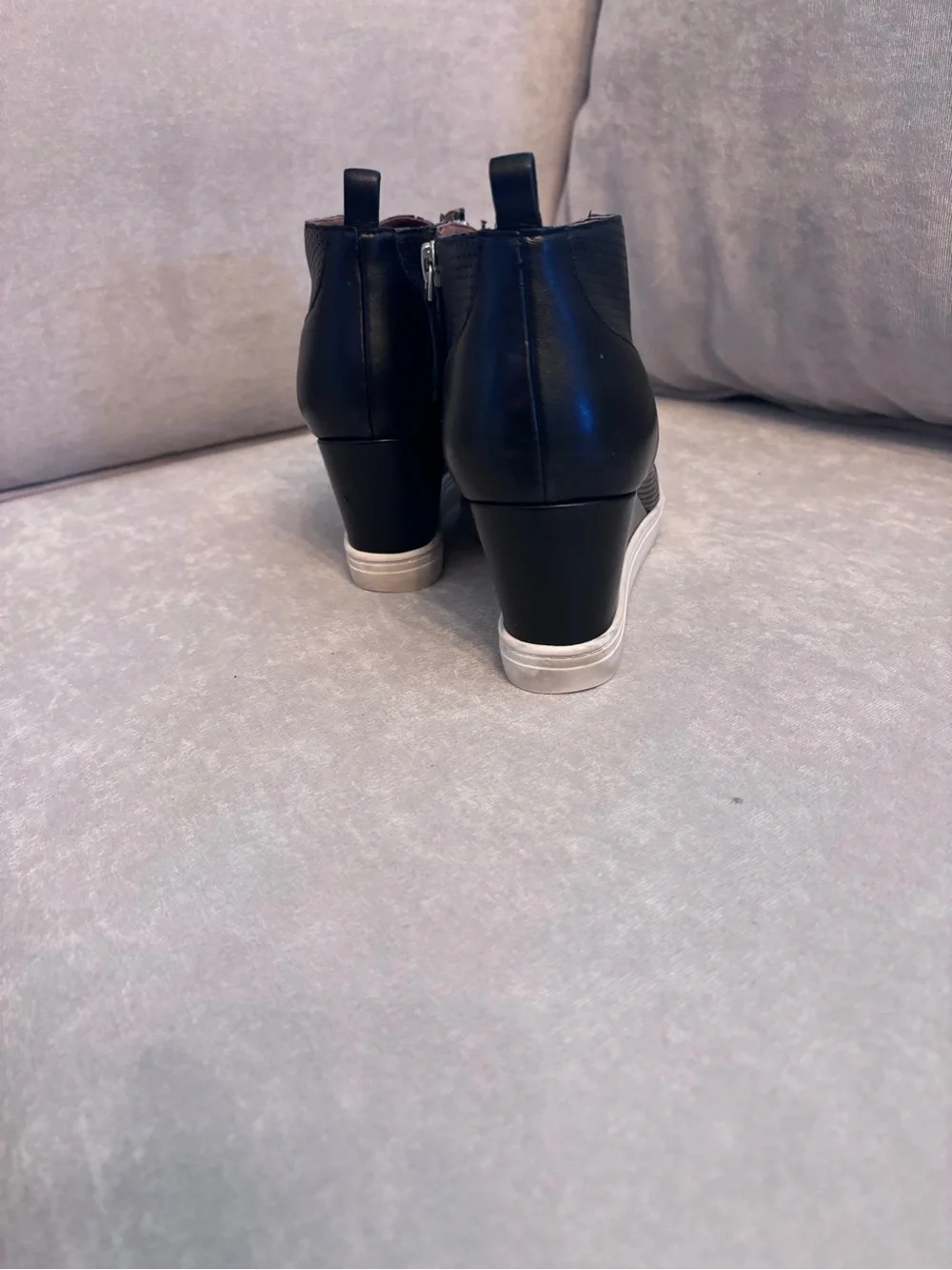 Paolo Black Leather Wedge Sneakers with White Soles
